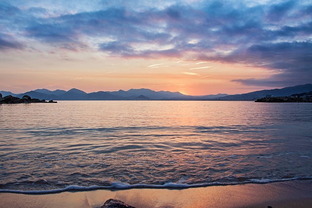 Cannes beach at sunset on the French Riviera, Mediterranean coastline and luxury seaside destination.