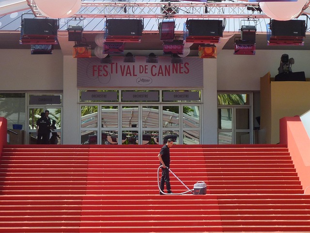 Palais des Festivals Cannes with the famous red carpet of the Cannes Film Festival on the French Riviera.
